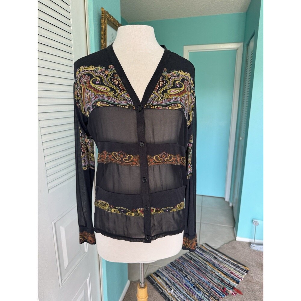 ETRO Milano Sheer Paisley Button Front Blouse Made in Italy IT 38 - Picture 4 of 10